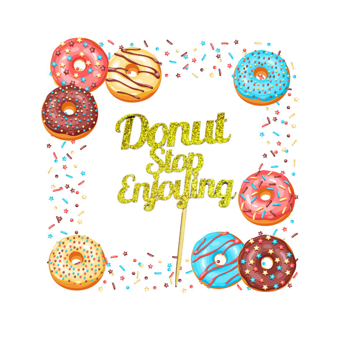 12Pcs Donut Stop Enjoying Cupcake Toppers