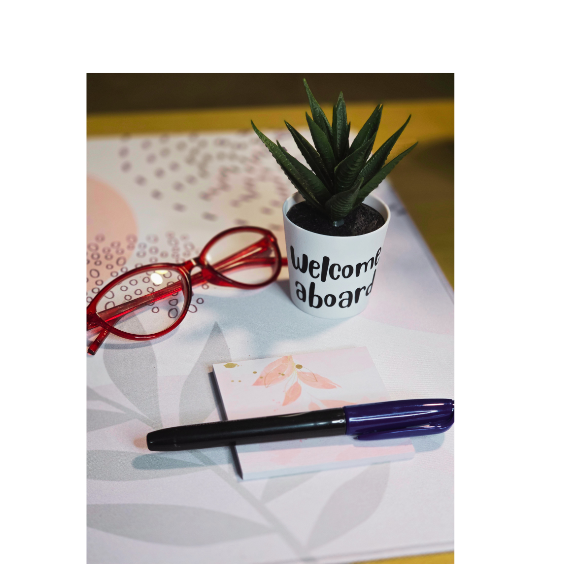 4"x2"Mini Artificial Succulent-Welcome aboard